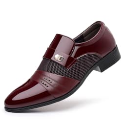 Men's Slip On Business Shoes Glossy Pointed Toe Uniform Modern Office Shoes Suitable for Office Evening Party
