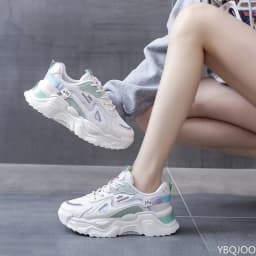 Large Size Autumn Fashion Breathable Lightweight Casual Comfortable Women's Shoes Versatile Flat Bottom Women's Sports Dad Shoes