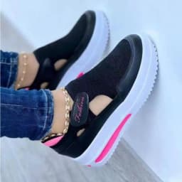 Fashion Hollow Mesh Slip On Wedge Sneakers Lightweight Women Daily Shoes