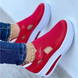 Fashion Hollow Mesh Slip On Wedge Sneakers Lightweight Women Daily Shoes