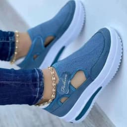 Fashion Hollow Mesh Slip On Wedge Sneakers Lightweight Women Daily Shoes
