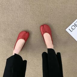 Korean Style Horse-Shoe Split-Toe Women's Shallow Mouth Single Shoes New Slip-On Pig's Trotters Versatile Grandma Flat Loafers