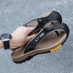 Genuine Cow Leather Shoes Men Sandals Mens Flip Flops Men's Casual Shoes Classic Massage Beach Slippers Anti-slip Summer 2021