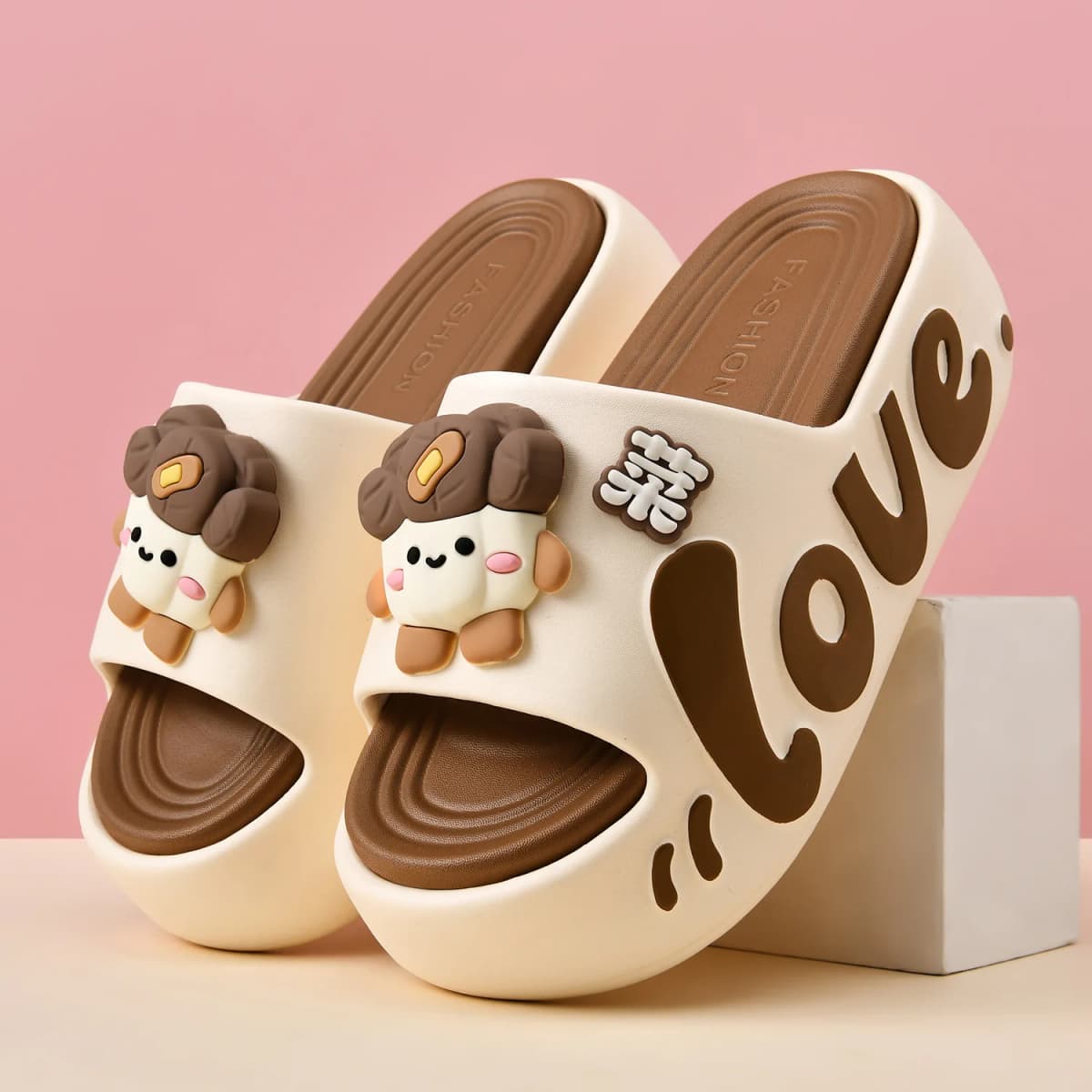 EVA Thick Soled Slippers for Women Cute Cartoon Casual Anti-Slip, Anti-Odor, Cool High-Heeled Slippers Women's Slippers