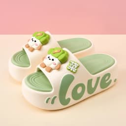 EVA Thick Soled Slippers for Women Cute Cartoon Casual Anti-Slip, Anti-Odor, Cool High-Heeled Slippers Women's Slippers