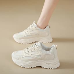 White Sneakers Women 2024 New Leather Chunky Sneakers Women's Sports Shoes Thick Tennis Vulcanized Shoes Basket Platform Shoes