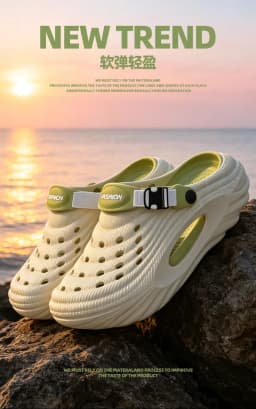 Men's Summer 2026 New Thick Soled Wear Resistant Outdoor Wear Resistant Anti Slip, Odor Proof, Breathable Cool Slippers