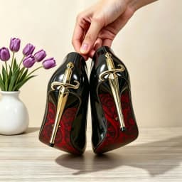 Women's Exquisite Metal Sword Pointed Toe High Heels Pumps Shallow Mouth Single Shoes Spring Sexy Stiletto Footwear