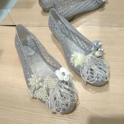 2026 Summer Hot-Selling Crystal Shoes, Pointed Toe, Closed Heel, Handmade Floral Shoes, Mesh Flat Sandals, Slippers, Crystal Shoes for Women