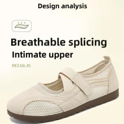Round Toe Mary Jane Shoes for Women Breathable Mesh Casual Flats Comfortable Non-slip Walking Shoes