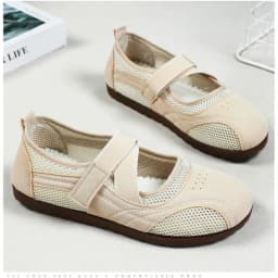 Round Toe Mary Jane Shoes for Women Breathable Mesh Casual Flats Comfortable Non-slip Walking Shoes