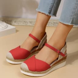Women Closed Toe Wedge Sandals Women Summer Buckle Strap Gladiator Shoes Woman Fashion Espadrilles Platform Sandalias Mujer 2024