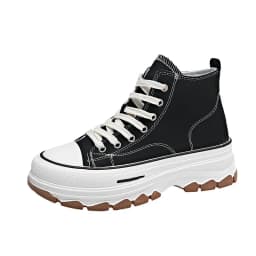 2024 New Women High Top Sneakers Lace-Up Casual Plarform Height Canvas Non-slip Wear Resistant Spring Female Vulcanize Shoes
