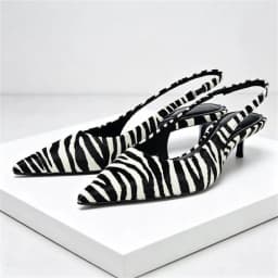 Novelty Zebra Print Design Kitten Heel Pumps Women Sexy Pointed Toe Slingbacks High Heels for Ladies Street Style Women Shoes