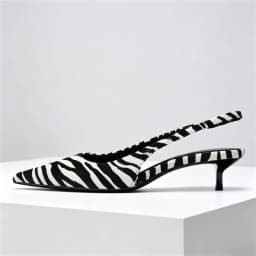 Novelty Zebra Print Design Kitten Heel Pumps Women Sexy Pointed Toe Slingbacks High Heels for Ladies Street Style Women Shoes