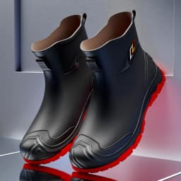 Workwear Style Outdoor Work Commuting Fishing Kitchen Anti Slip Waterproof Men's Flat Bottomed High-Quality Rubber Boots Rain Bo