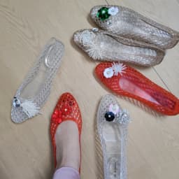 Fashionable Crystal Slippers for Women, Mesh Flat Sandals with a High-End Feel, Korean Crystal Jelly Shoes, Pointed Toe Shallow Single Shoes for Women