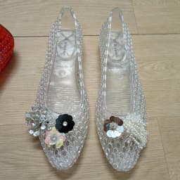 Fashionable Crystal Slippers for Women, Mesh Flat Sandals with a High-End Feel, Korean Crystal Jelly Shoes, Pointed Toe Shallow Single Shoes for Women