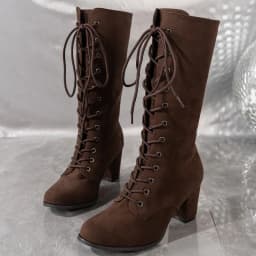 Winter New Coarse Heel Shoes Women's Round Head Front Cross Lacing Anti-slip Wear-resistant High Boots