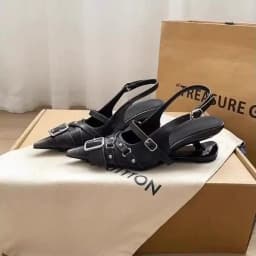 2026 New Pointed Toe High Heels Women Wear Belt Buckle Baotou Cold Slippers Half Drag Back Empty Single Shoes For Women Shoes