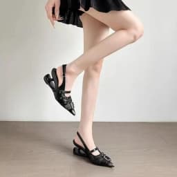 2026 New Pointed Toe High Heels Women Wear Belt Buckle Baotou Cold Slippers Half Drag Back Empty Single Shoes For Women Shoes