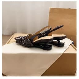 2026 New Pointed Toe High Heels Women Wear Belt Buckle Baotou Cold Slippers Half Drag Back Empty Single Shoes For Women Shoes