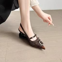 2026 New Pointed Toe High Heels Women Wear Belt Buckle Baotou Cold Slippers Half Drag Back Empty Single Shoes For Women Shoes