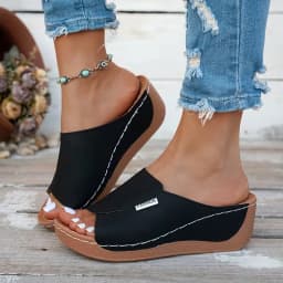 2026 Women Wedge Slippers New Fashion Summer Slippers Open Toe Breathable Sandals Comfortable Buckle Woman Shoes Slides Women