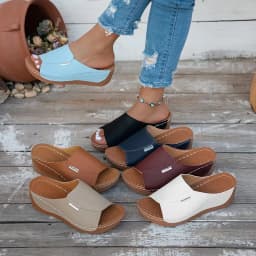 2026 Women Wedge Slippers New Fashion Summer Slippers Open Toe Breathable Sandals Comfortable Buckle Woman Shoes Slides Women