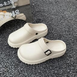 Thick-Soled Slippers for Men 2026 Summer New Style Slip-On Lazy Outdoor Non-Slip Height-Increasing Retro Closed-Toe Slippers