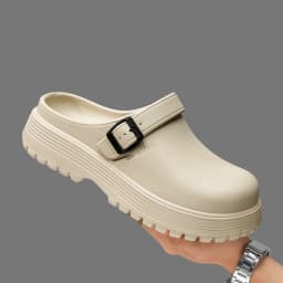 Thick-Soled Slippers for Men 2026 Summer New Style Slip-On Lazy Outdoor Non-Slip Height-Increasing Retro Closed-Toe Slippers