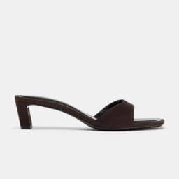2026 Summer Women Heels Sandals Square Toe Open Toe Comfy Casual Slides Ladies Brown Fashion Women Kitten Heel Slippers