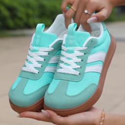 Lightweight Comfortable Sneakers for Women Fashion Striped Lace Up Sports Shoes Woman Casual Breathable Green Sneakers Plus Size