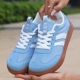 Lightweight Comfortable Sneakers for Women Fashion Striped Lace Up Sports Shoes Woman Casual Breathable Green Sneakers Plus Size