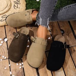Cork Footbed Clogs for Women Men Fashion Leather Mules Comfort Potato Shoes with Arch Support Indoor Outdoor Flat Slides