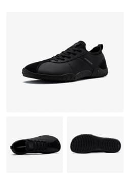 HOBIBEAR Wide Toe Box Sneakers for Men Women Minimalist Artificial Leather Walking Shoes Lightweight Lace Up Casual Sneakers