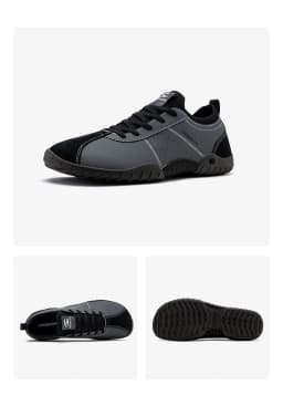HOBIBEAR Wide Toe Box Sneakers for Men Women Minimalist Artificial Leather Walking Shoes Lightweight Lace Up Casual Sneakers