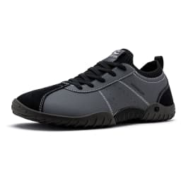 HOBIBEAR Wide Toe Box Sneakers for Men Women Minimalist Artificial Leather Walking Shoes Lightweight Lace Up Casual Sneakers