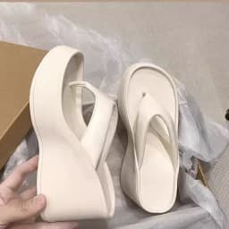 2026 New Design Summer Chunky Woman Slippers Fashion Platform Wedges High Heel Silvery Ladies Shoes Zapatillas De Mujer
