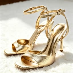 Gold Patent Leather Ankle Buckle High Heeled Sandals Women Sexy Square Toe Open Toe High Heels Summer Fashion Party Office Shoes