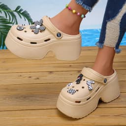 White Women's Wedge Heel Sandals Summer 2025 Fashion Chunky Platform Clogs Woman Thick Bottom Non Slip Beach Slippers eva Slides