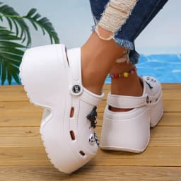 White Women's Wedge Heel Sandals Summer 2025 Fashion Chunky Platform Clogs Woman Thick Bottom Non Slip Beach Slippers eva Slides