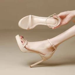 New 2025 Black Sexy Open-Toe High Heels Women'sSummer Thin Heel Ultra-High Platform Waterproof Stiletto Shoes Korean Style
