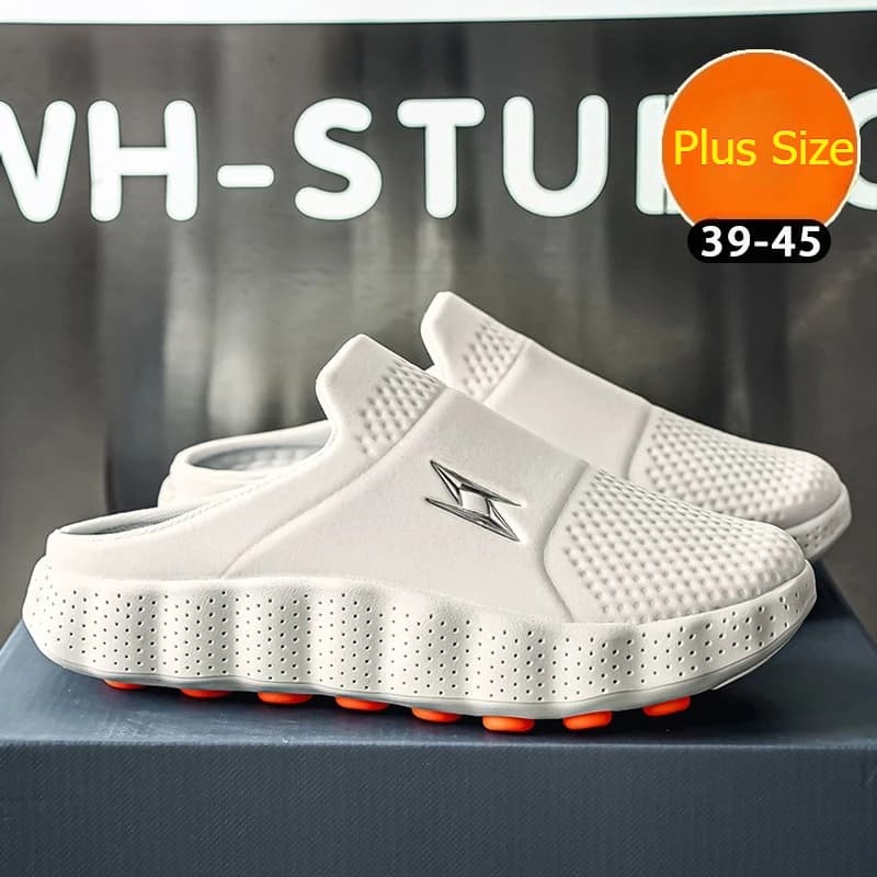 2026 Oversize Closed Toe Slides Men One Step On Thick Platform Sole Shock Absorption Strong Grip Comfort Casual Walking Slippers