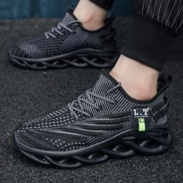 Breathable Men's Running Shoes Fashion Platform Men Casual Shoes Mesh Lightweight Anti-slip Outdoor Sneakers Work Black Tennis