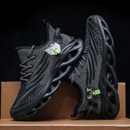 Breathable Men's Running Shoes Fashion Platform Men Casual Shoes Mesh Lightweight Anti-slip Outdoor Sneakers Work Black Tennis