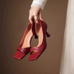 Summer Fashion Ladies' High-heeled Sandals, Sexy Cowhide Square Toe Slip-on Party Shoes, Women's Formal Shoes in Sizes 34 To 40