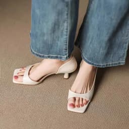 Summer Fashion Ladies' High-heeled Sandals, Sexy Cowhide Square Toe Slip-on Party Shoes, Women's Formal Shoes in Sizes 34 To 40