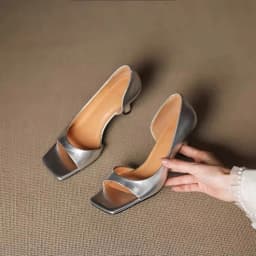 Summer Fashion Ladies' High-heeled Sandals, Sexy Cowhide Square Toe Slip-on Party Shoes, Women's Formal Shoes in Sizes 34 To 40