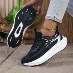 Women's Breathable Mesh Running Sneakers, Lightweight Cushioning Wedge-Shaped Thick-Soled Casual Running Shoes, Non-Slip Rubber Outsole, Walking Training Shoes, Trendy White and Blue Color Scheme, Daily Jogging Fitness Casual Shoes